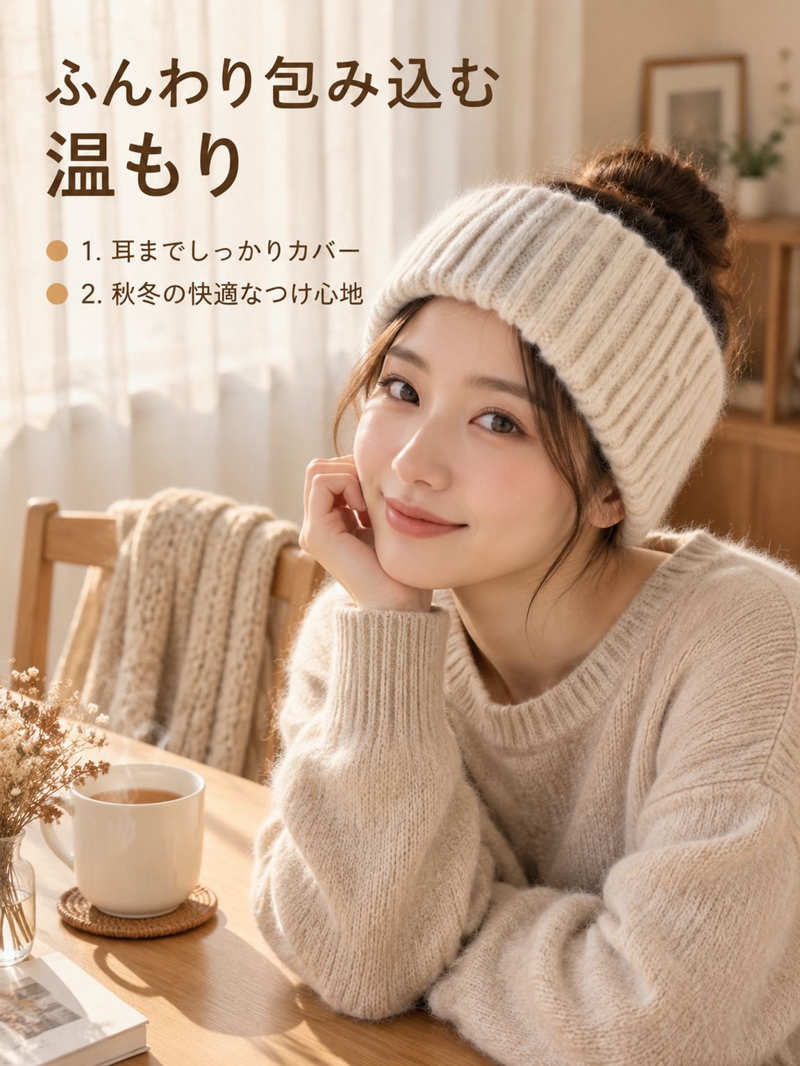 ニットの防寒ヘアバンド