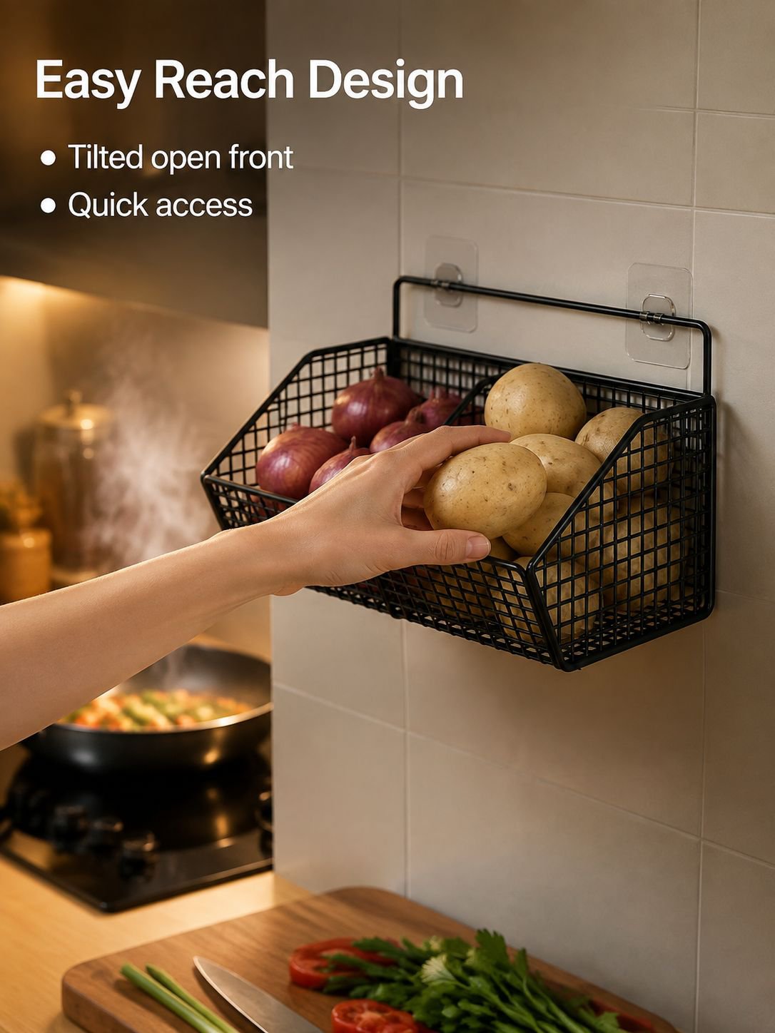 No-Drill Kitchen Wall Storage Shelf