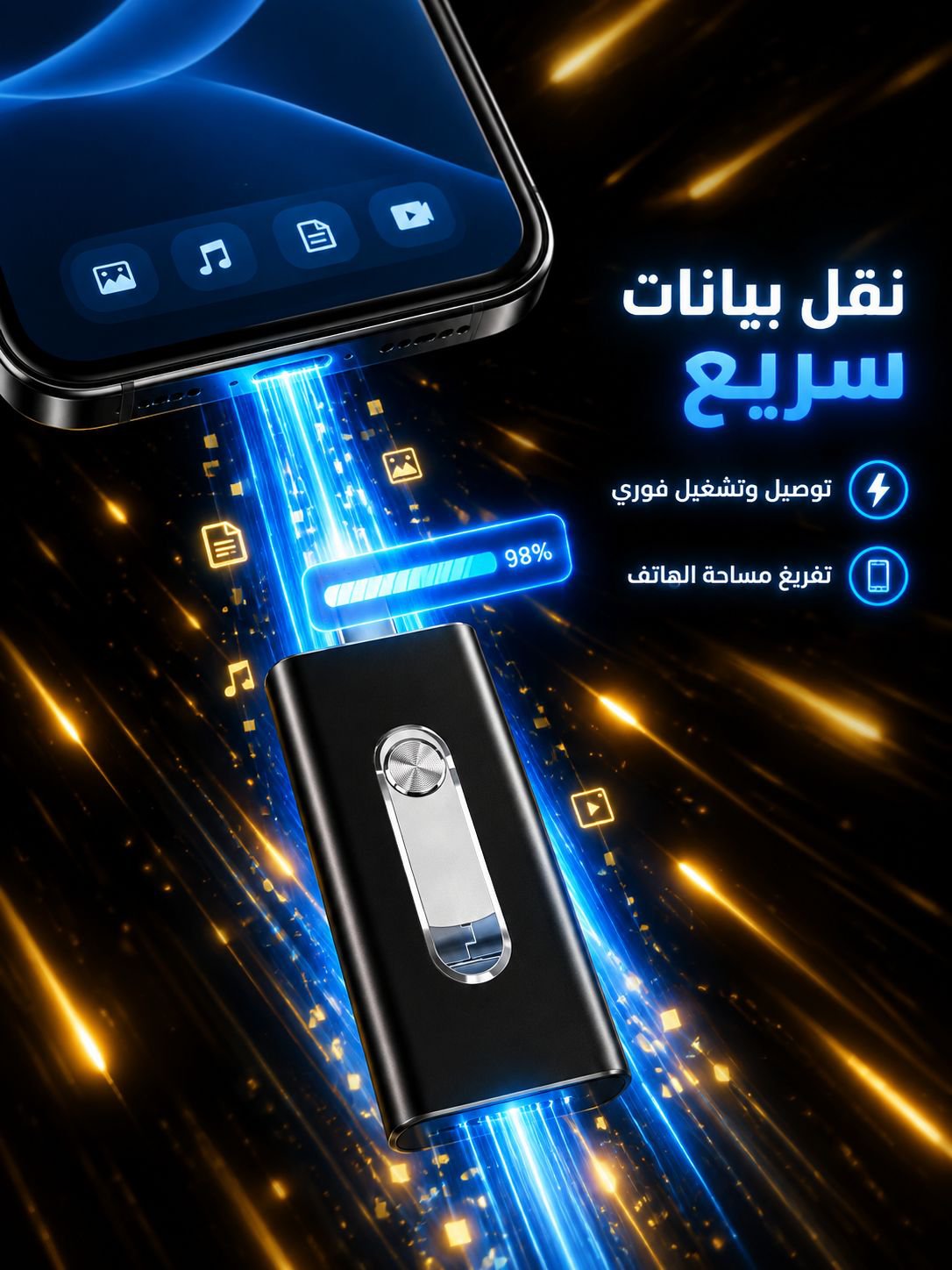 قرص صلب فلاش ذو ثلاث وظائف، عالي السرعة وسعة تخزين كبيرة