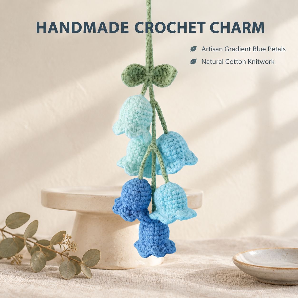 Crochet Lily of the Valley Wind Chime Knitted Flower Car Hanging Charm Ornament
