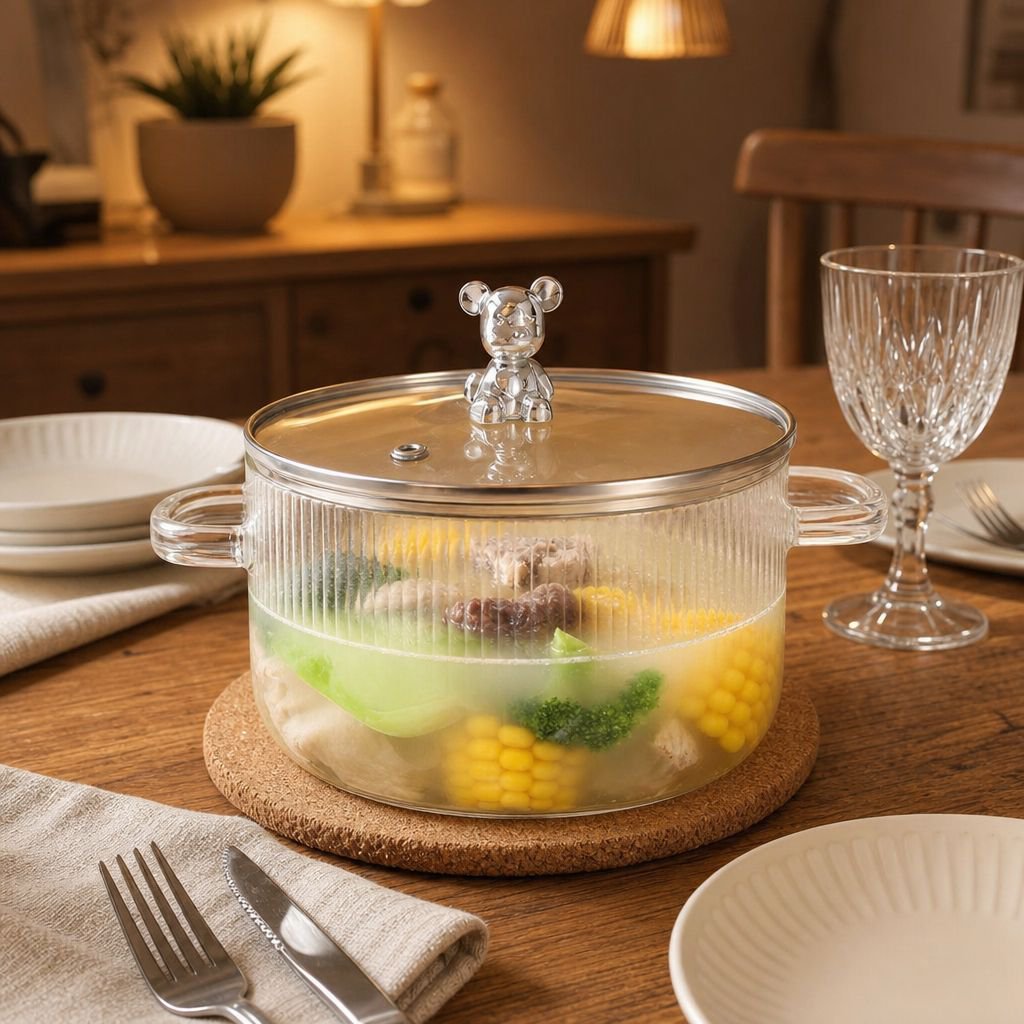 Open Flame Suitable High Borosilicate Glass Pot Household Small Hot Pot Soup and Porridge Pot