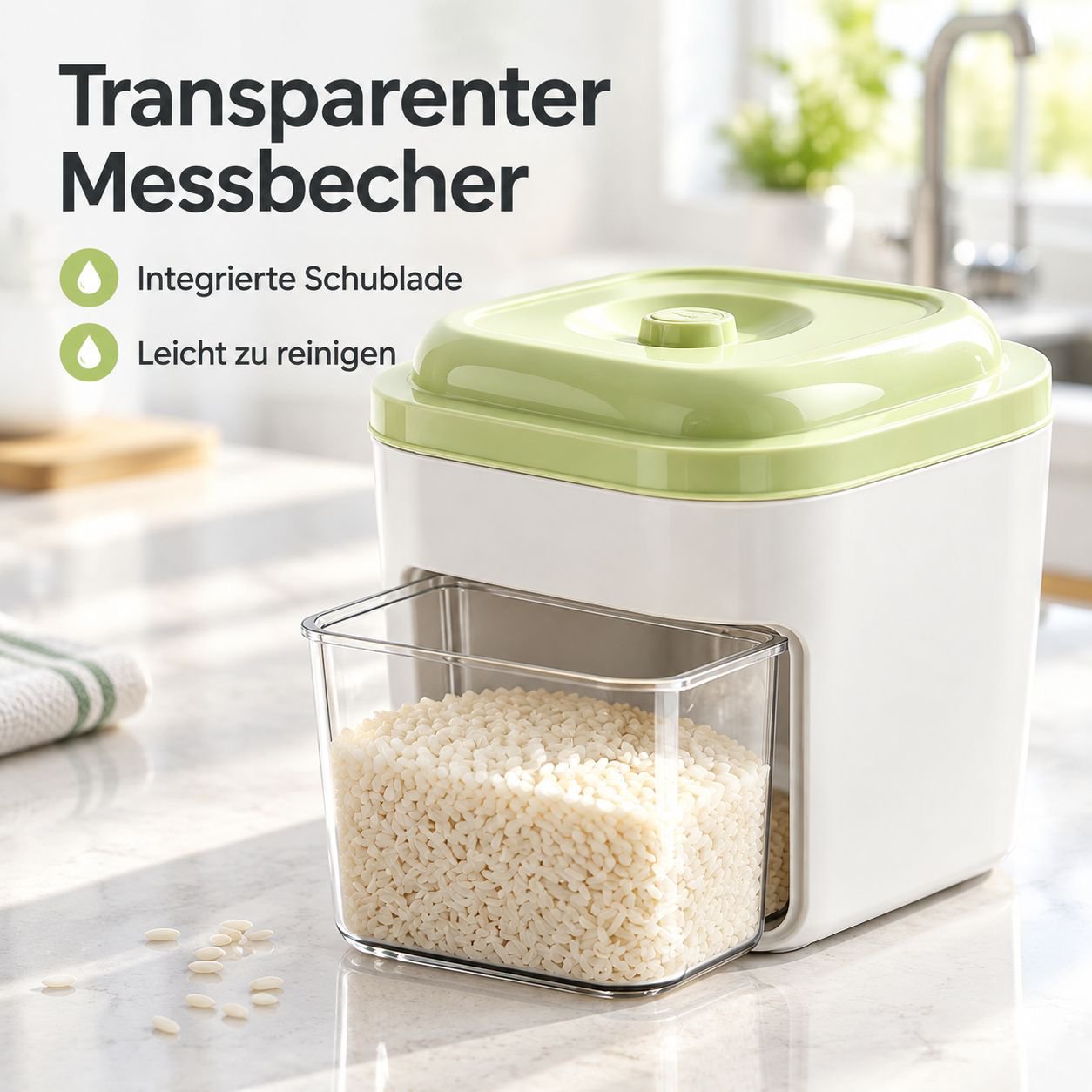 6 Jin Reisbehälter mit Spendertaste Luftdichte Vorratsdose für Getreide & Mehl