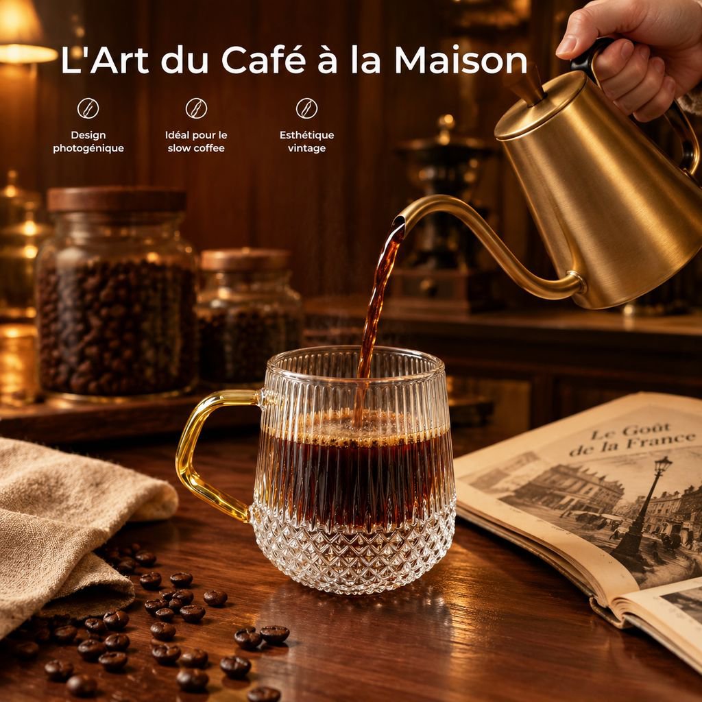 Tasse en verre borosilicate réutilisable pour boissons chaudes