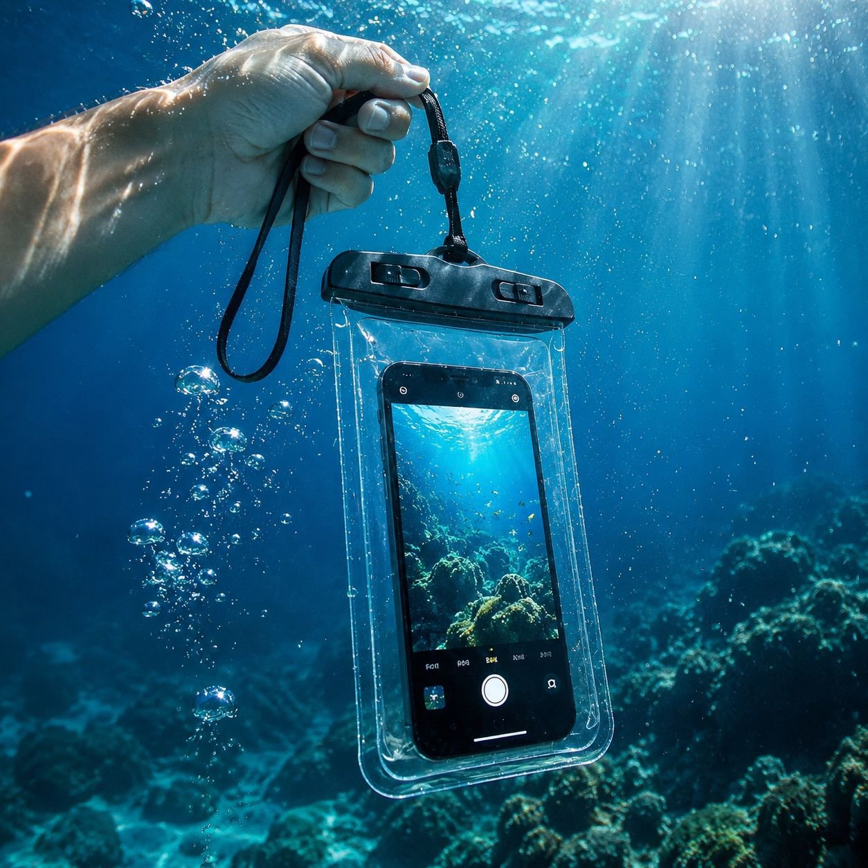 Detalle de la funda inflable resistente al agua para repartidores