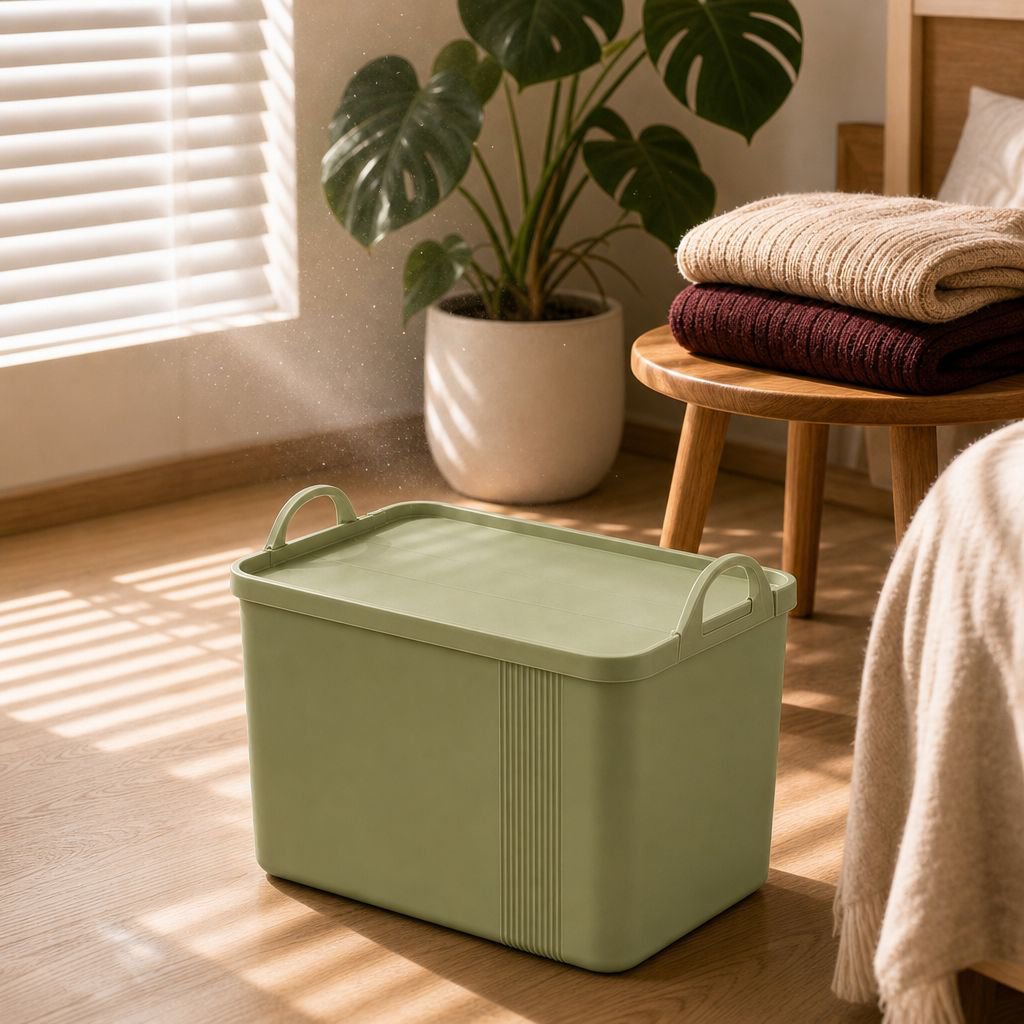 Stackable plastic storage containers for household organization