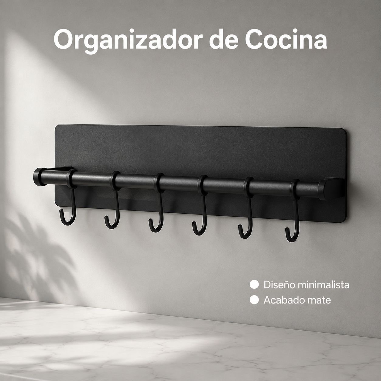 Organizador de pared para cocina con 6/7/8 ganchos