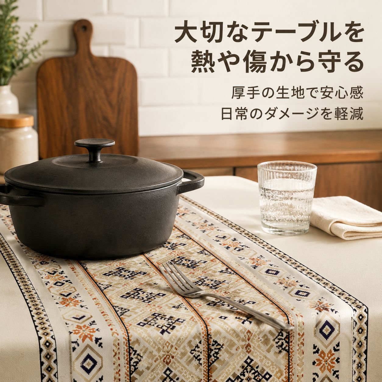 ボヘミアン風長方形テーブルクロス