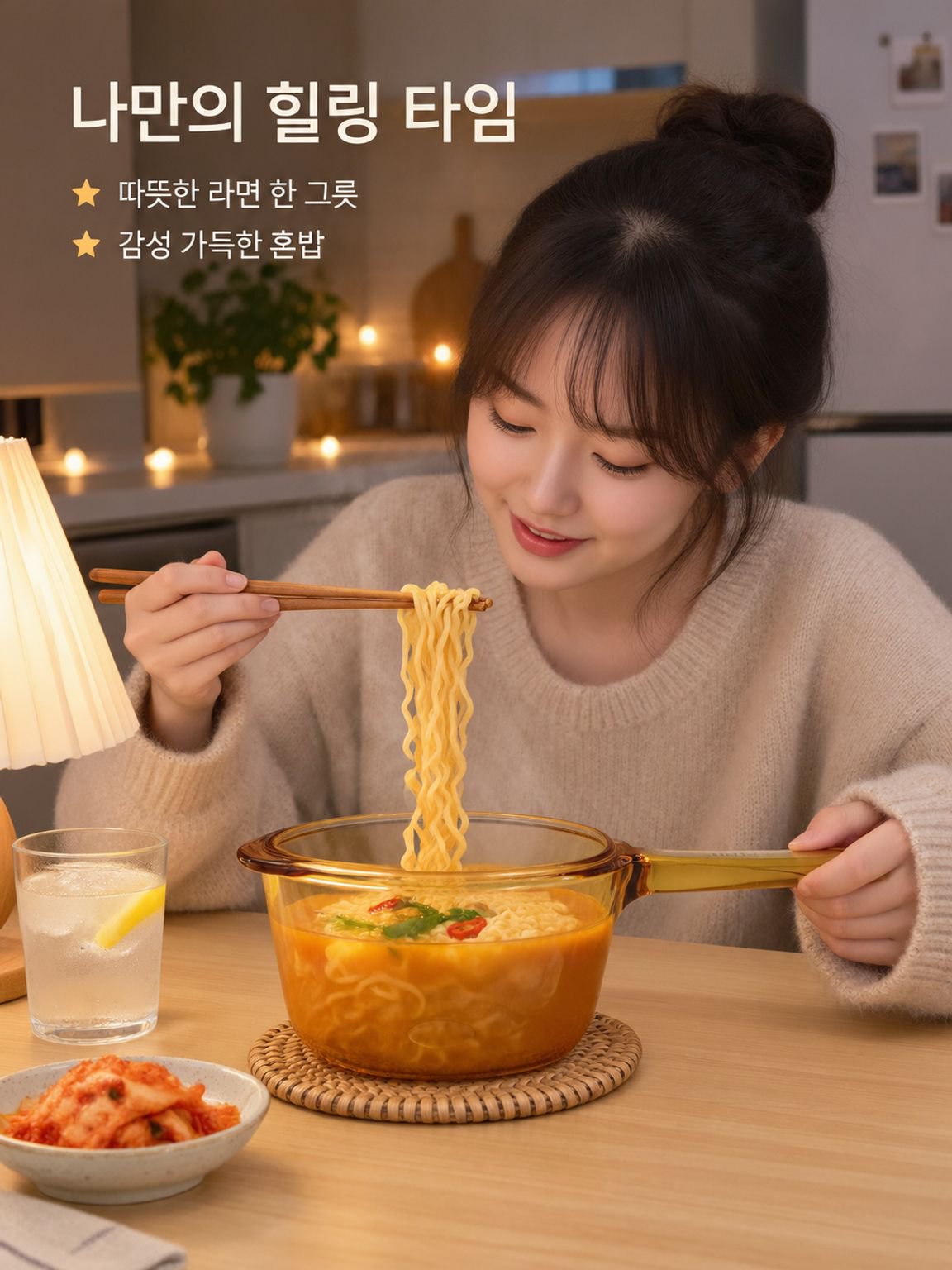 유리 손잡이형 즉석 라면 냄비