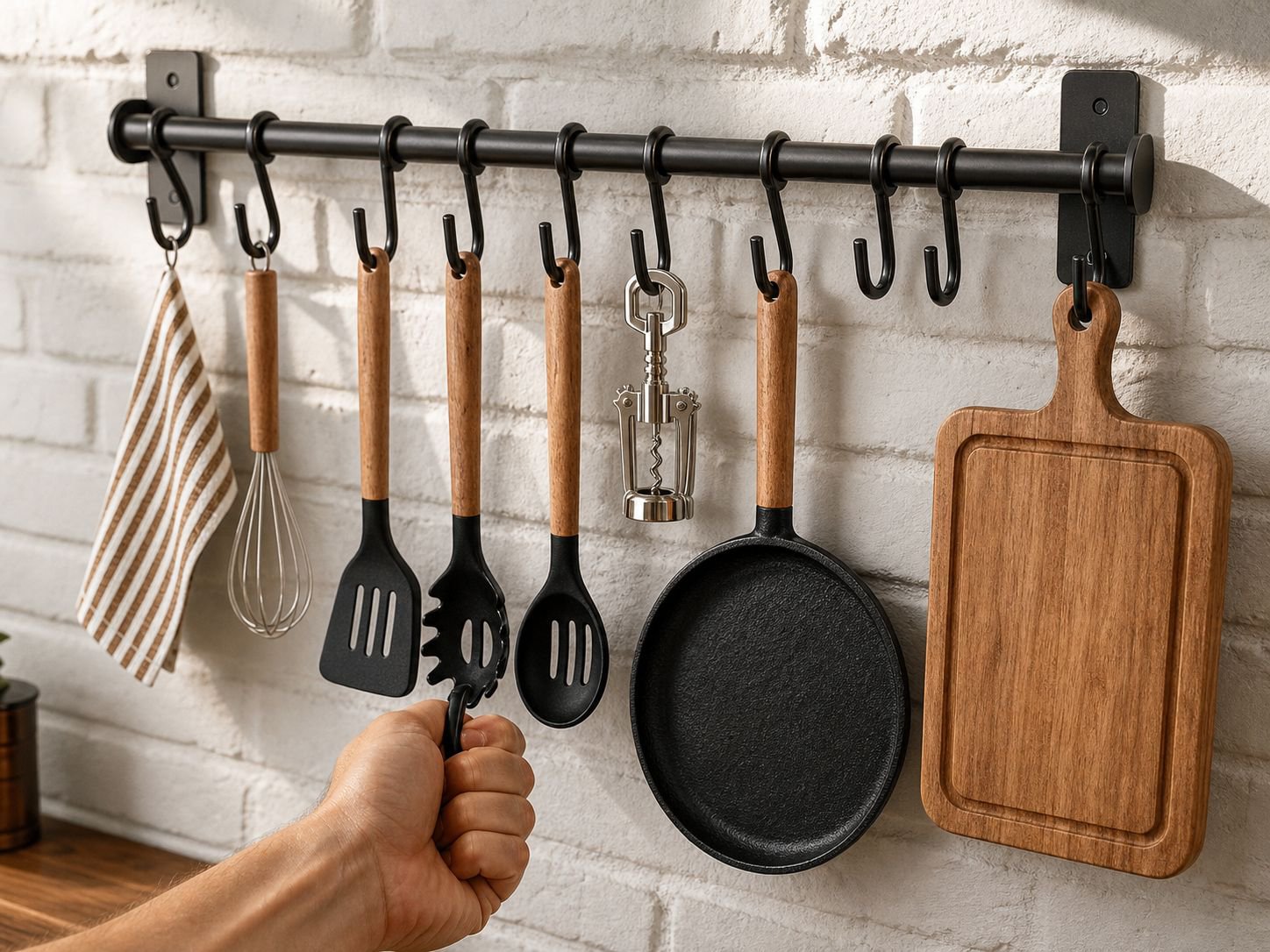Utensil hooks for bathroom and kitchen use
