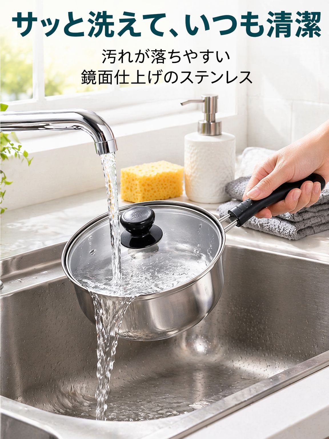 家庭用厚手ステンレス小鍋