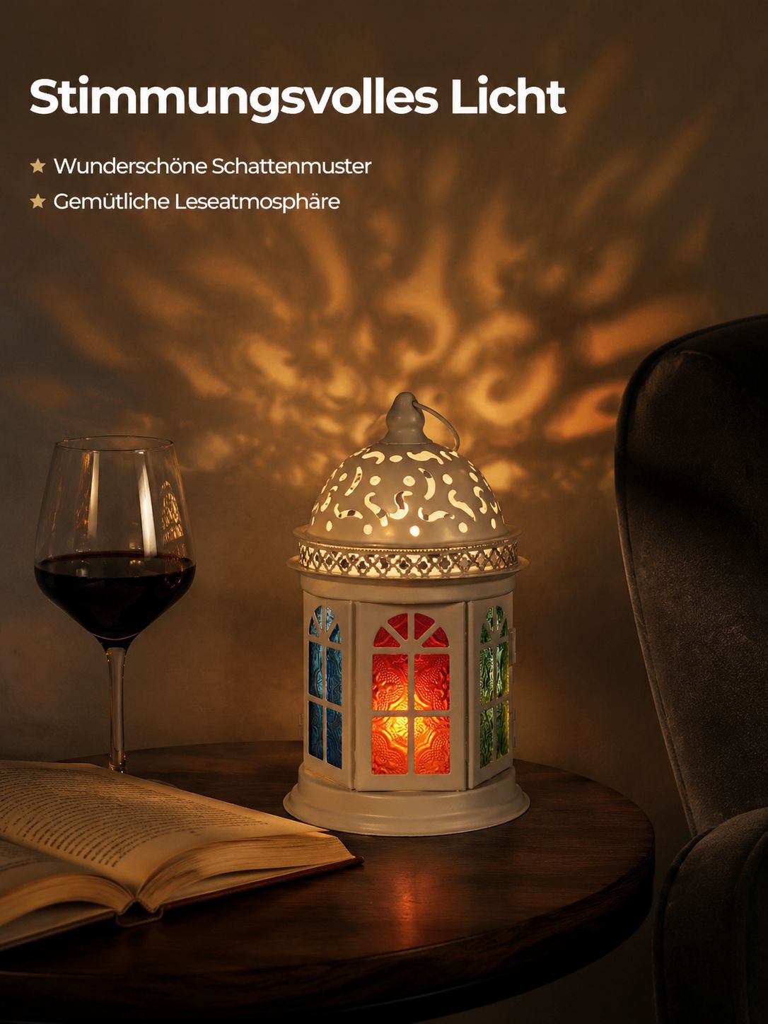 Marokkanischer Stil bunter Glas Eisen Kerzenhalter Duftkerzen Dekoration