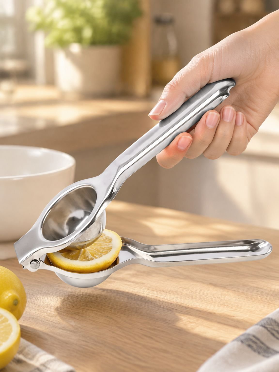 Manual hand press juicer with durable construction