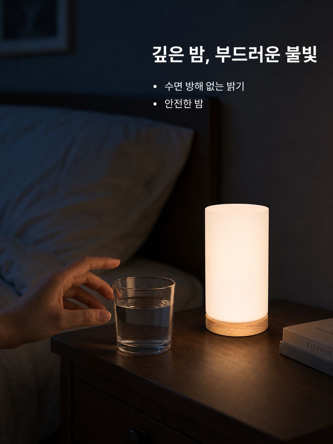 따뜻한 빛 침실 침대 옆 램프