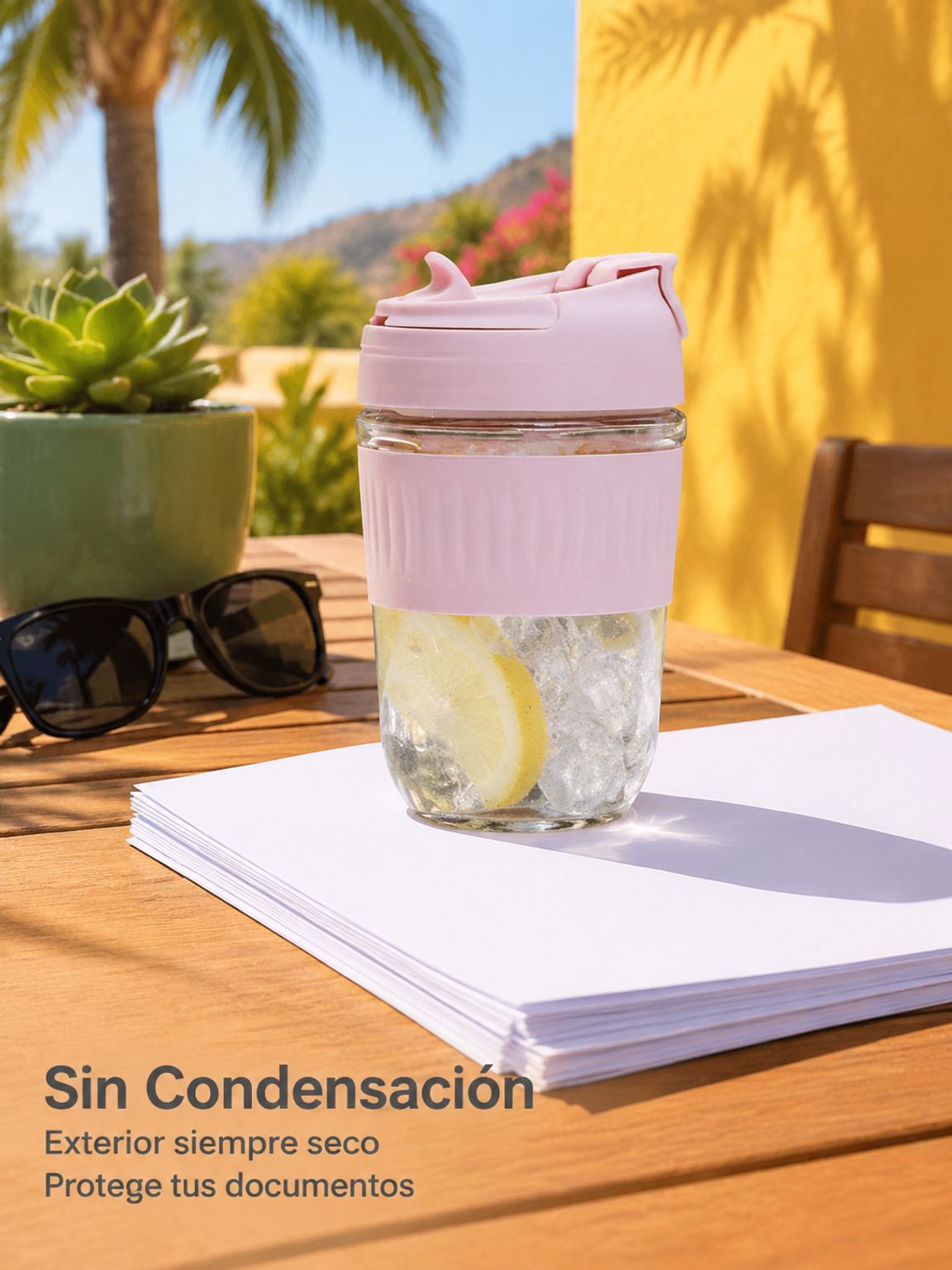Vaso de vidrio para disfrutar de bebidas en casa