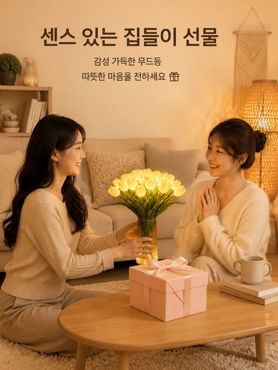 가정용 장식 튤립 무드등 꽃다발