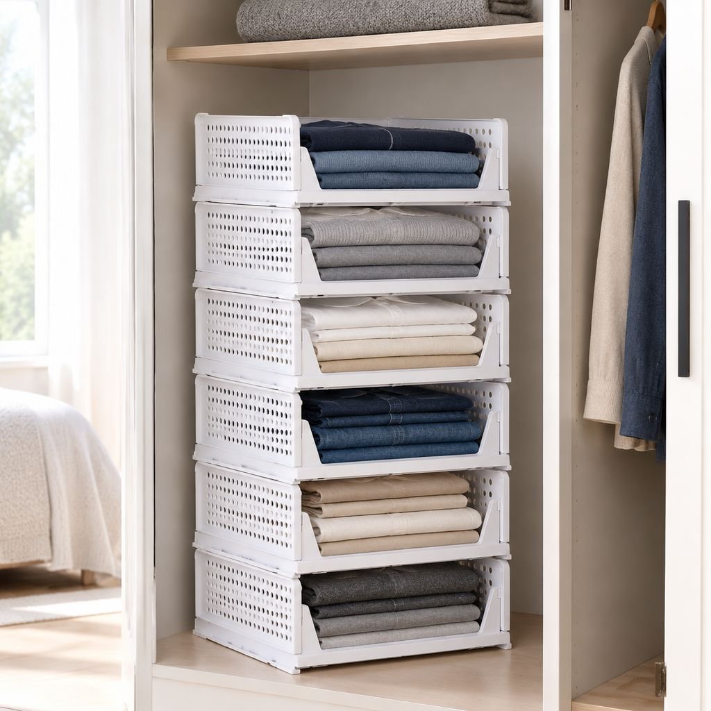 Multi-layer Plastic Wardrobe Drawer Storage Rack