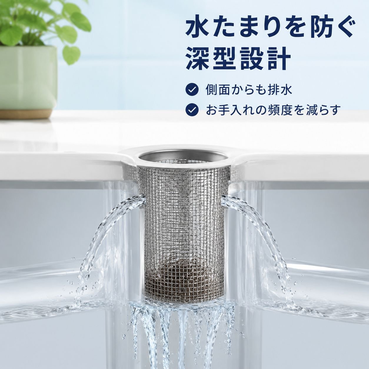 ステンレス排水溝防詰まりフィルター ヘアキャッチャー 洗面台用