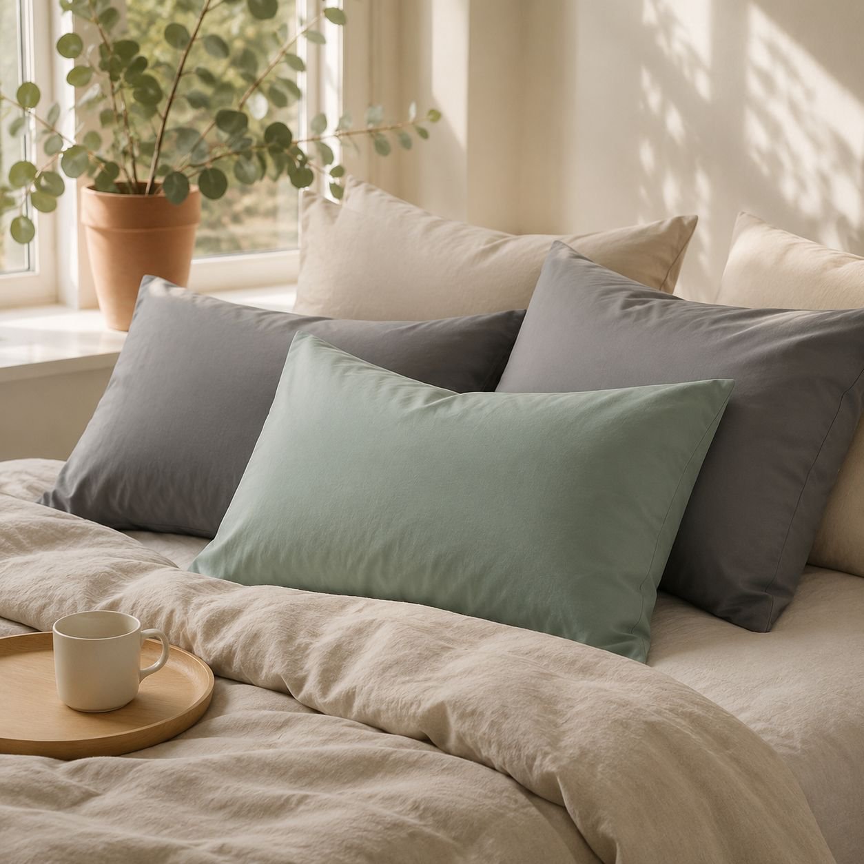 Easy-care pillowcase in classic solid color