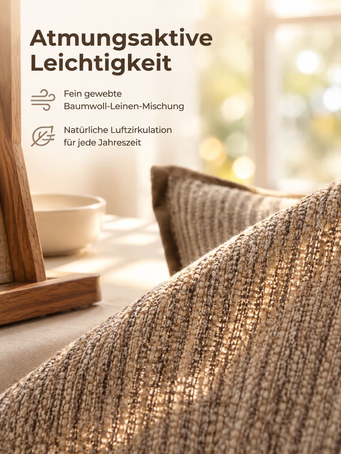 Wabi-Sabi Lendenkissenbezug in Braun und Beige für eine natürliche Sofadekoration