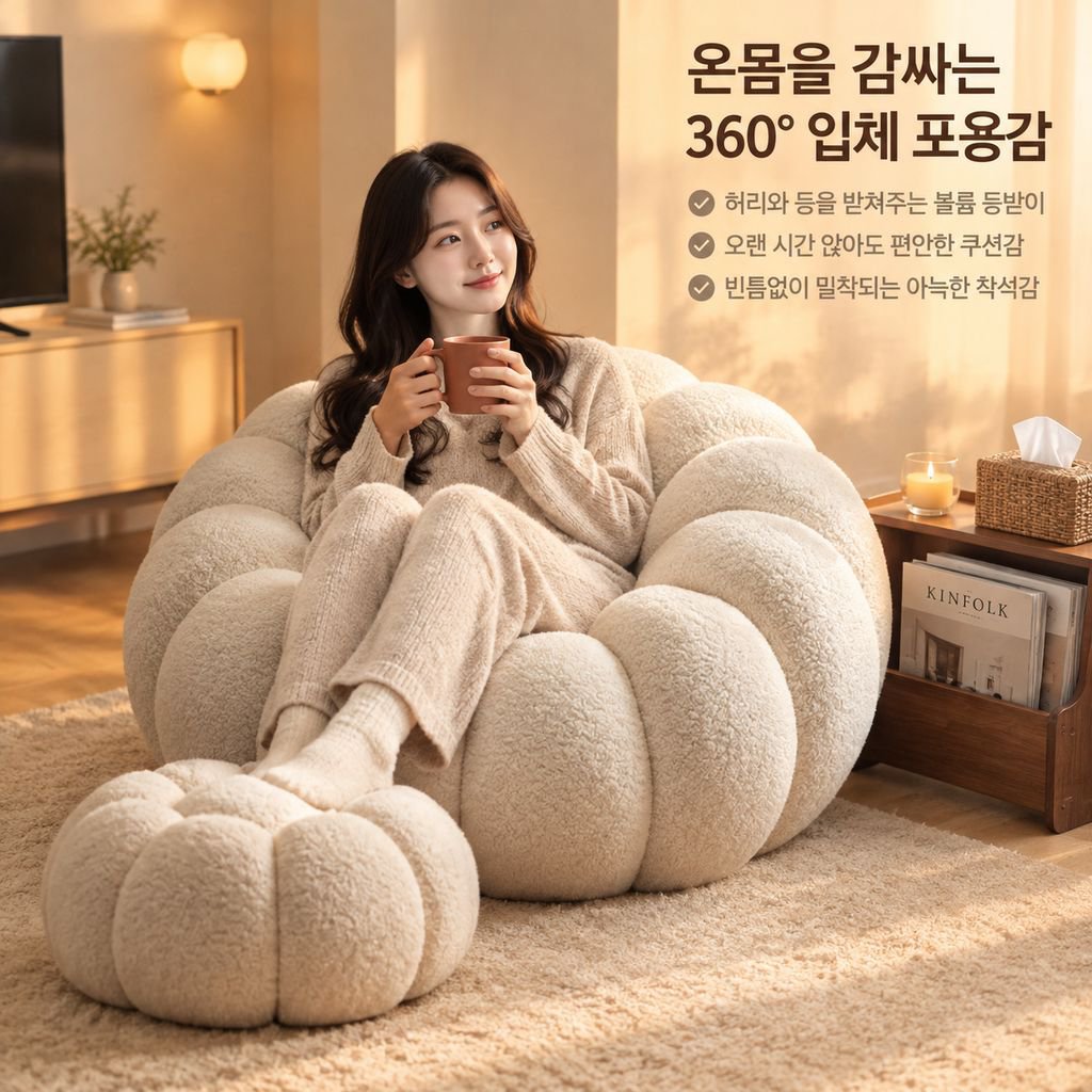 크림 호박 1인용 패브릭 소파 거실 침실 라운지 안락의자 좌식 다다미