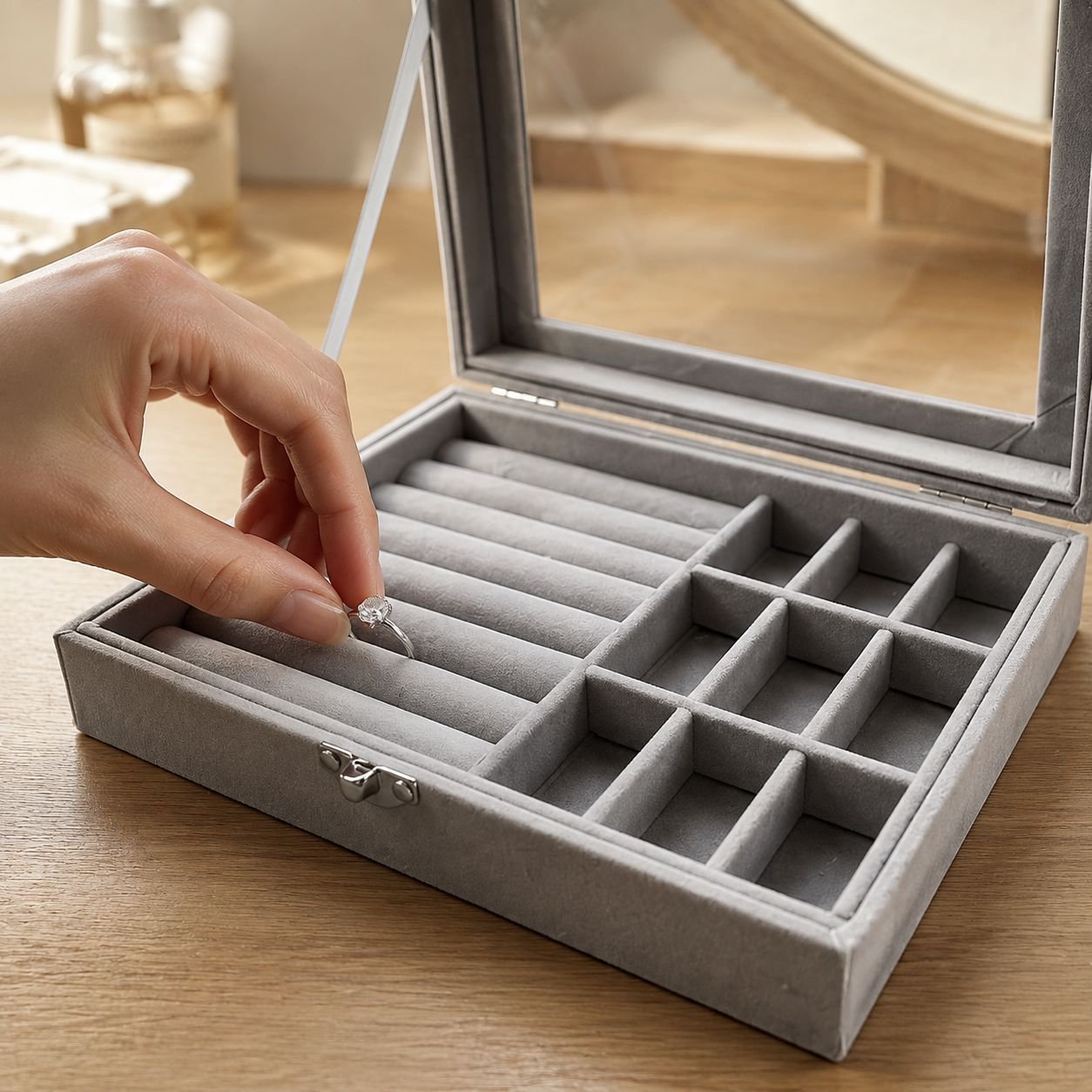 Compact jewelry organizer with multiple compartments
