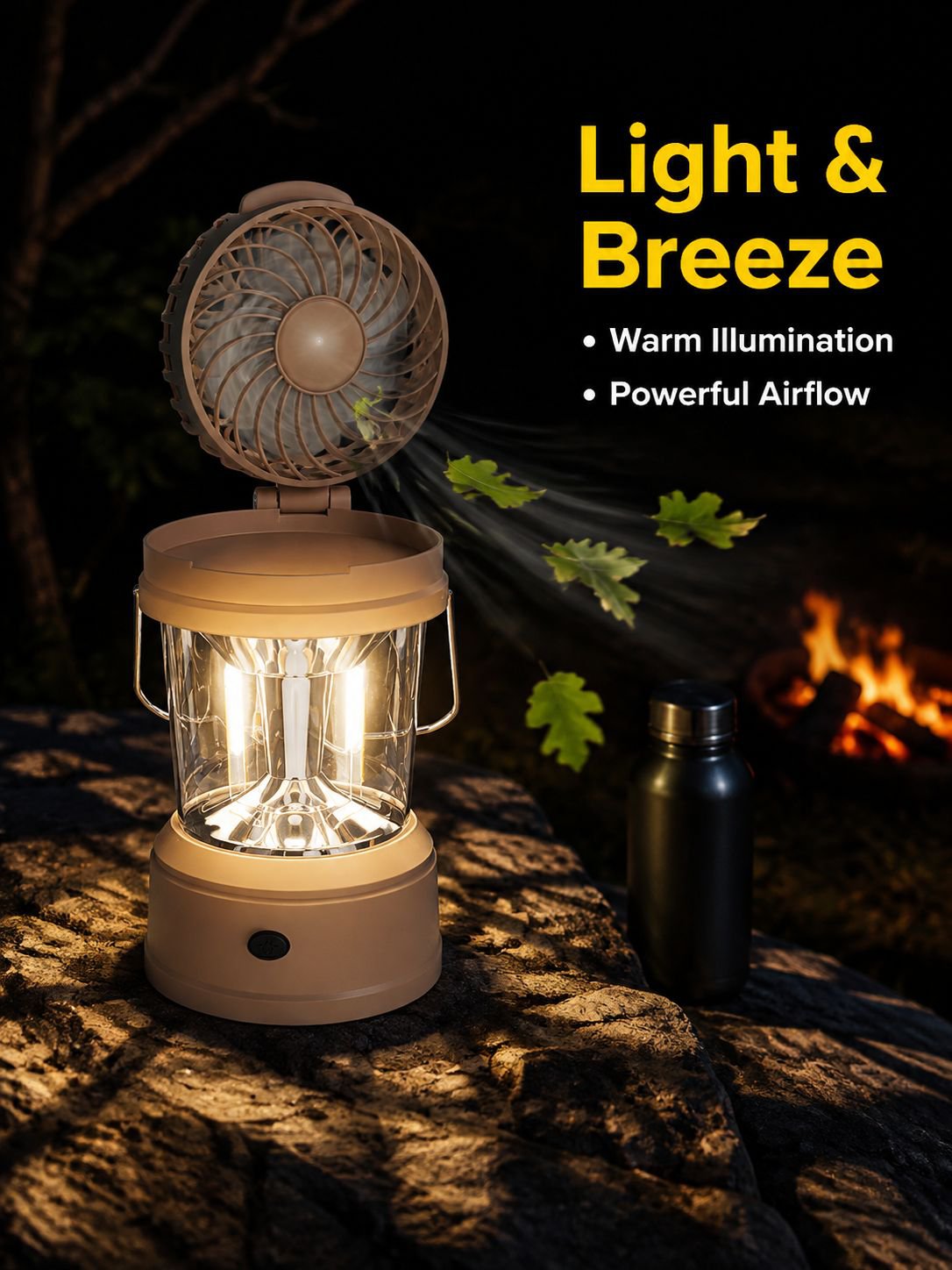 Portable High-Intensity Folding Tent Light Fan Multifunctional Camping Lantern