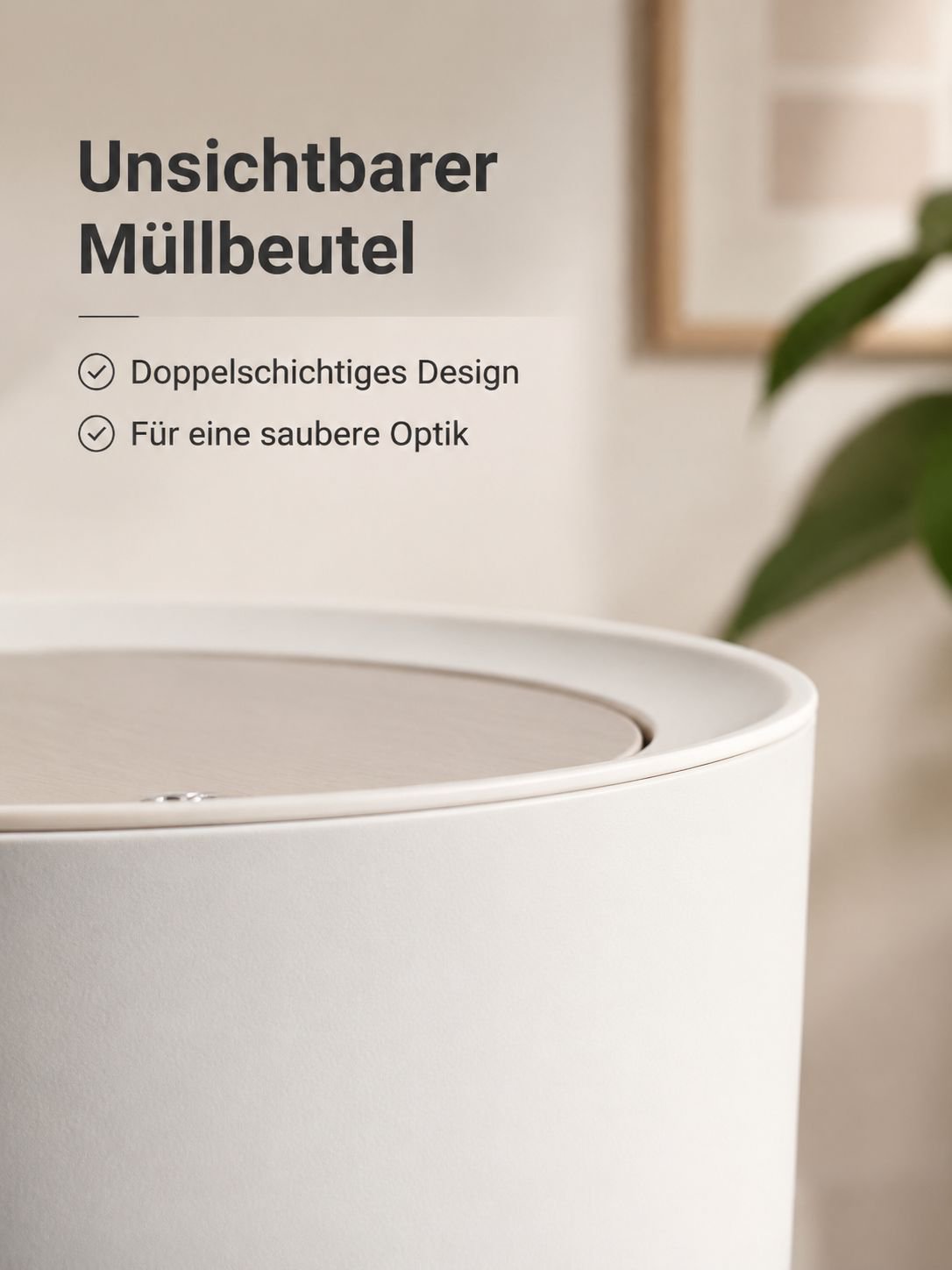 Erhöhter Abfalleimer in Holzoptik