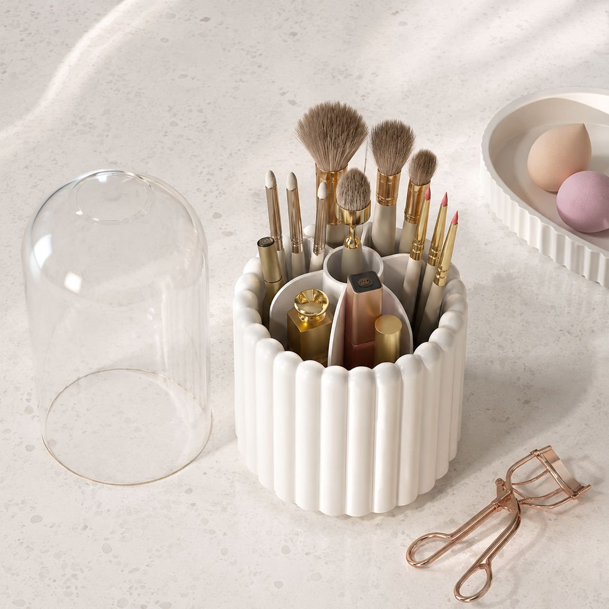 Convex Dot Dustproof Lid Makeup Brush Storage Pen Holder