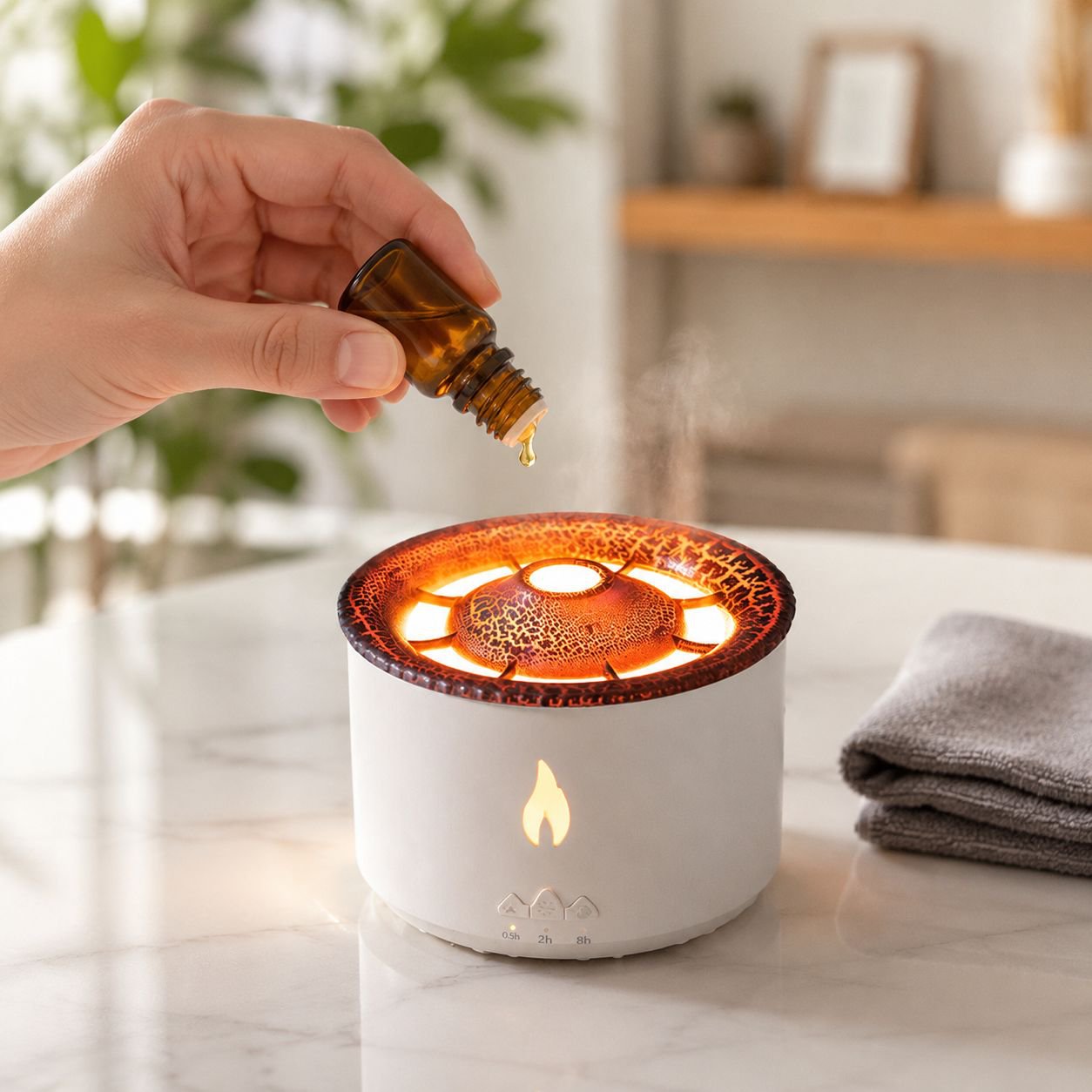 Volcano Humidifier Aromatherapy Machine 2 Color LED Light Aromatherapy Humidifier Small Desktop Humi