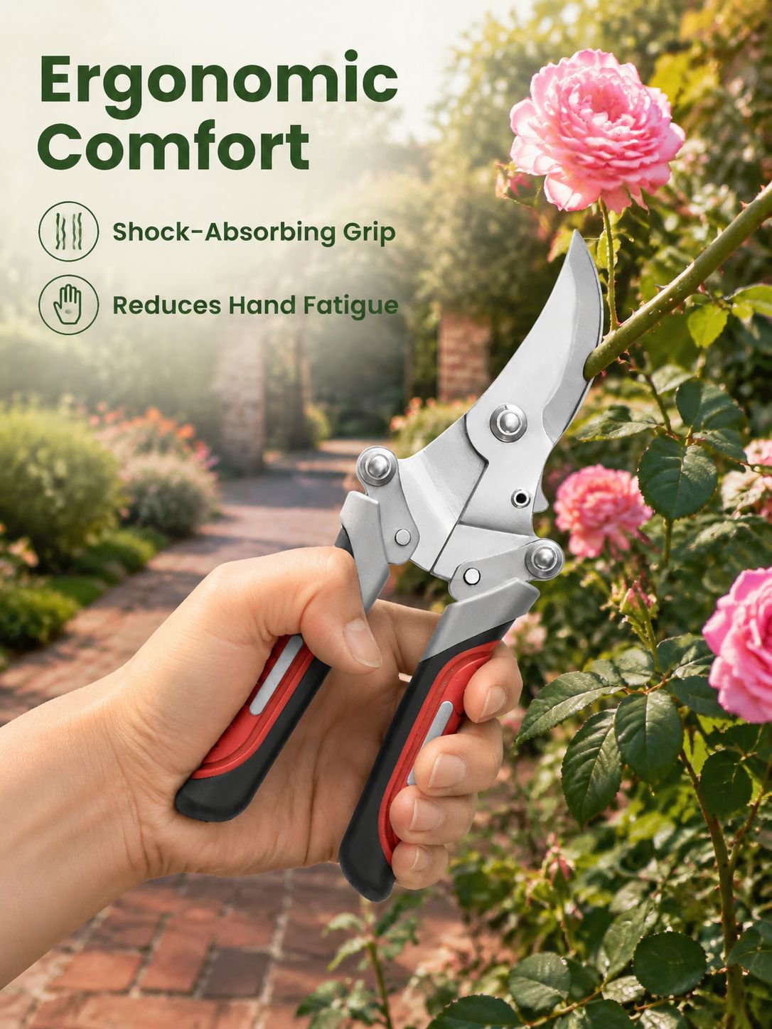Minimalist design tree pruner in use outdoors