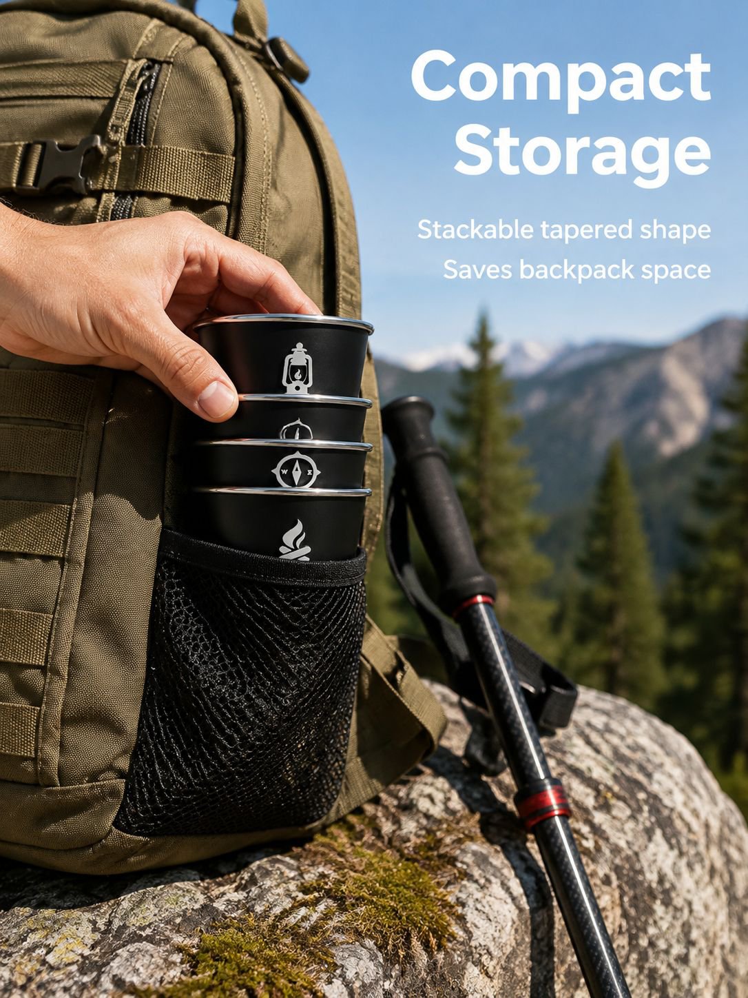 Compact Stainless Steel Cups for Camping Trips