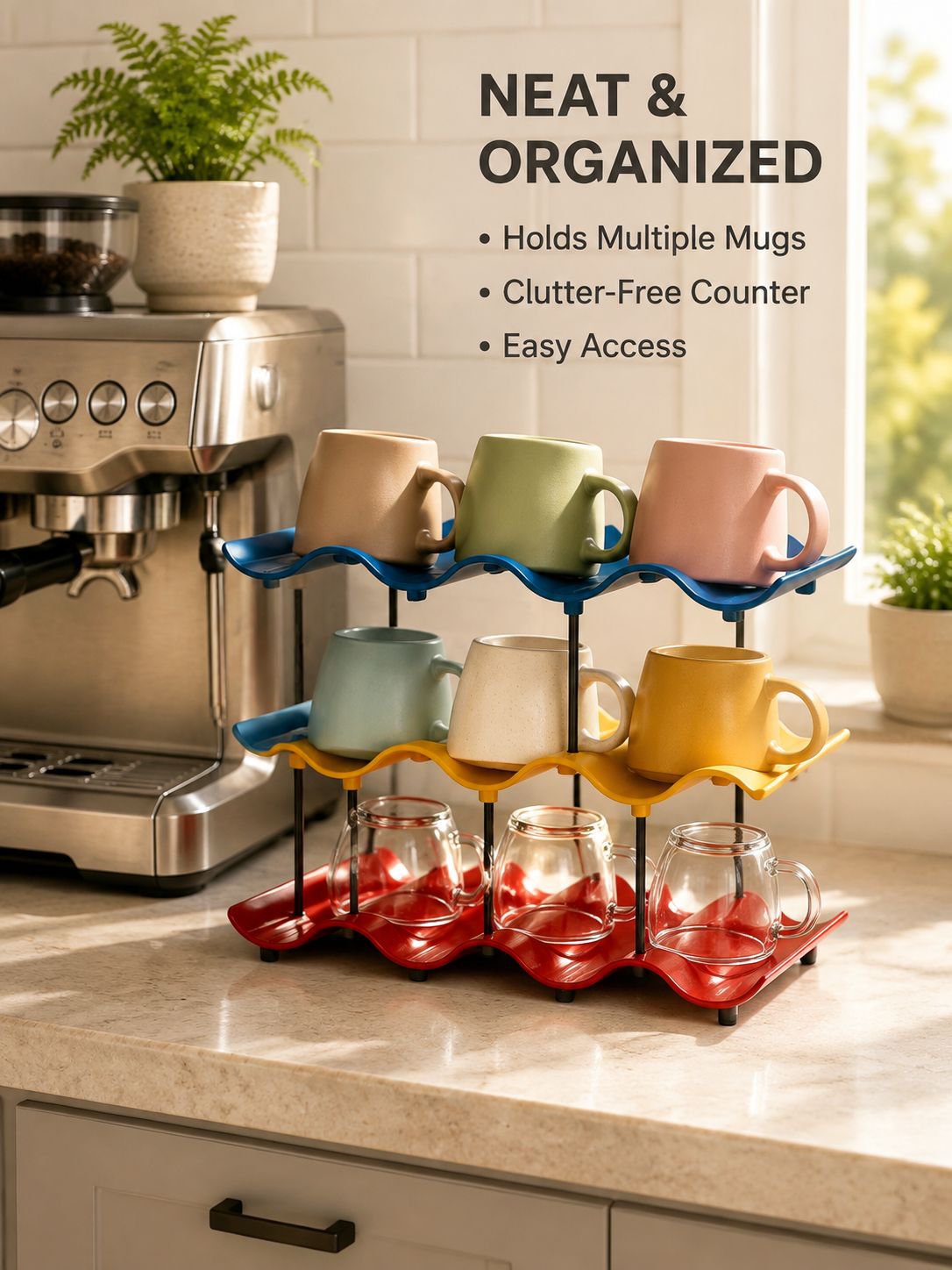 Wave-shaped Cup Storage Rack