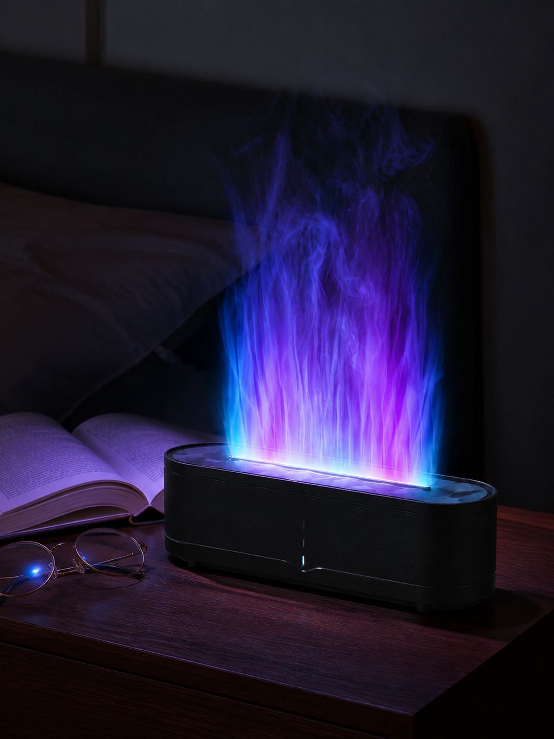 Decoración moderna con difusor de aroma y llama realista