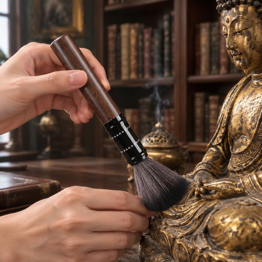 Ebony Soft Brush for Buddha Statue Dust Cleaning