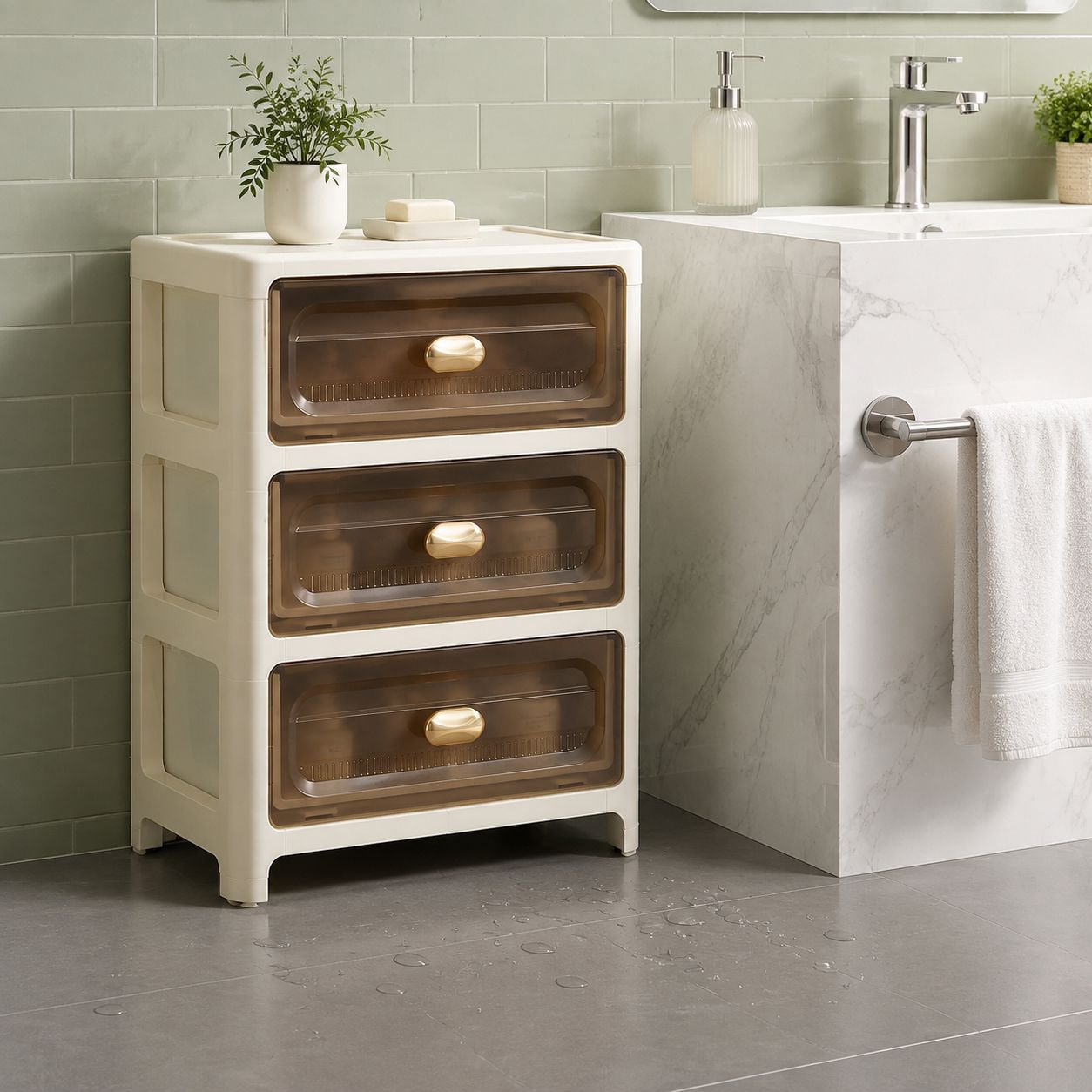 Wide Multi-tier Plastic Storage Organizer with Wheels