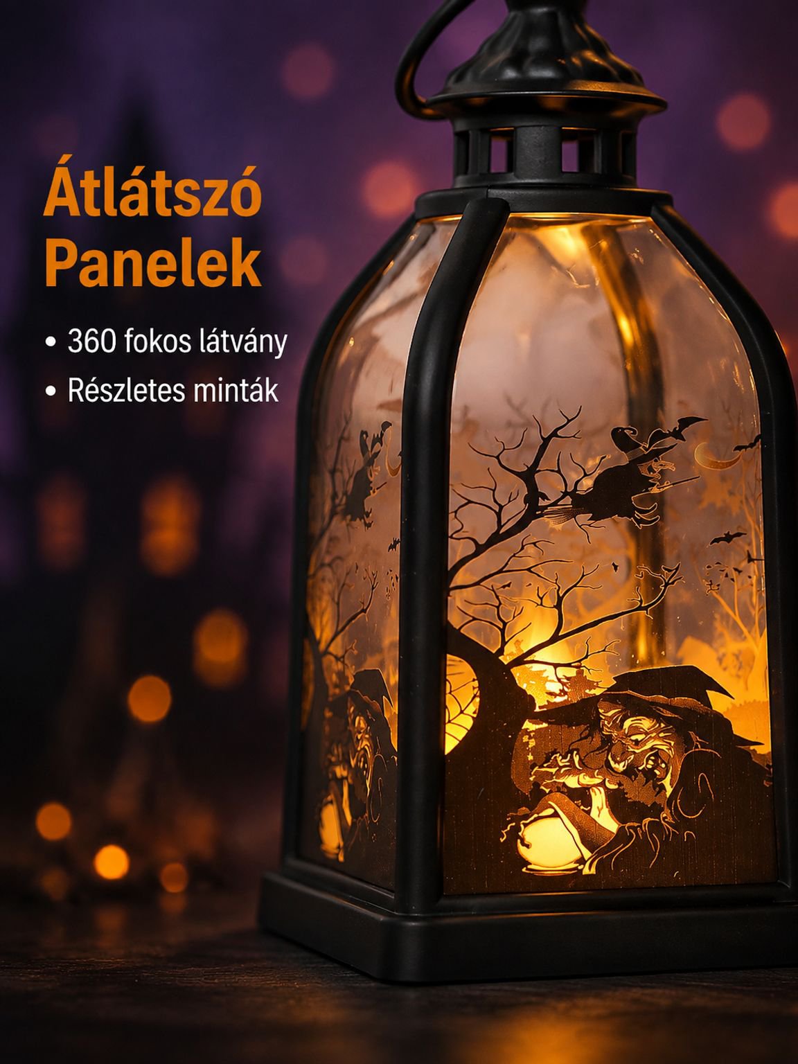 Retro Halloween Tök Gyertya Lámpa Dekorációs Dísz
