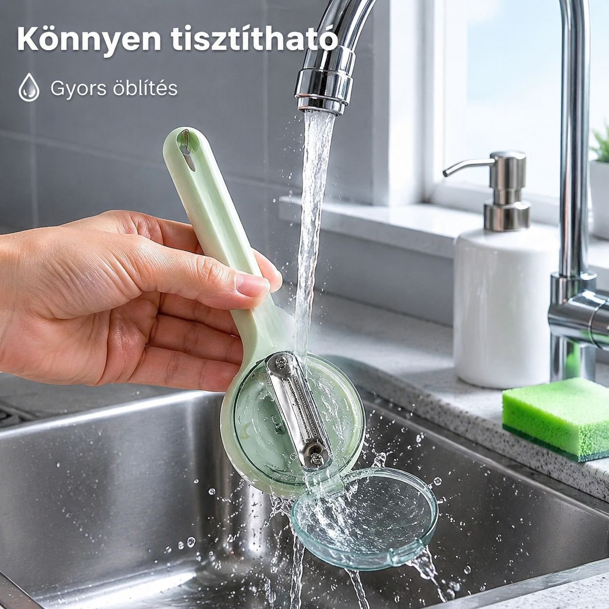 Multifunkciós gyümölcshámozó tárolóval