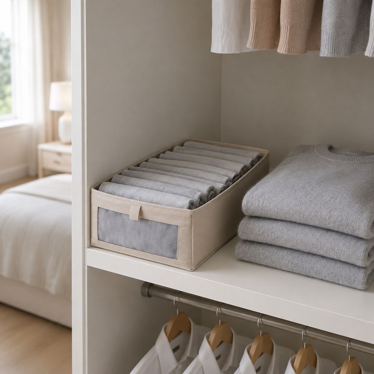 Cotton Underwear Storage Box neatly organizing bras and socks