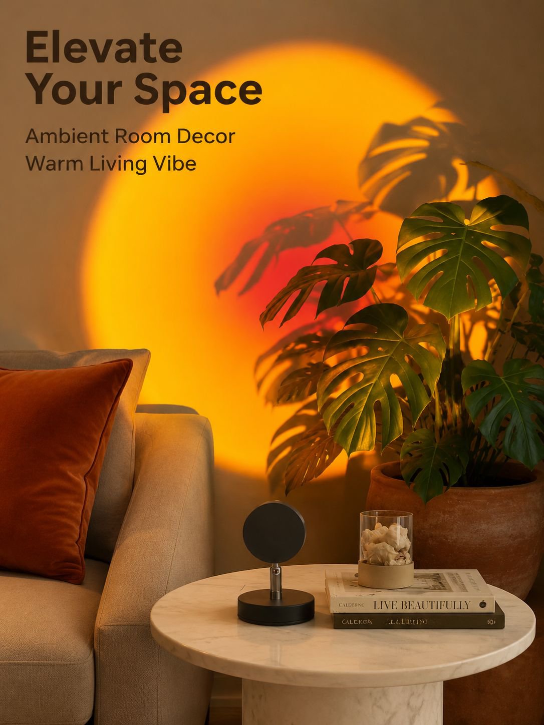 Multi-functional sunset lamp, bedside bedroom light, photography ambient fill light