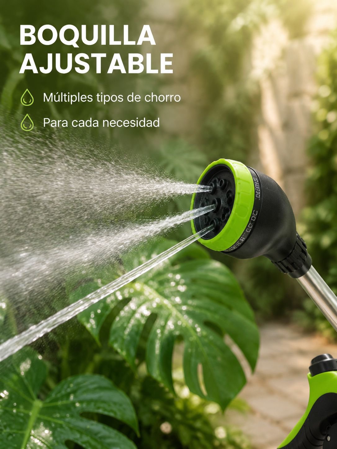 Pistola de riego multifuncional con boquilla ajustable