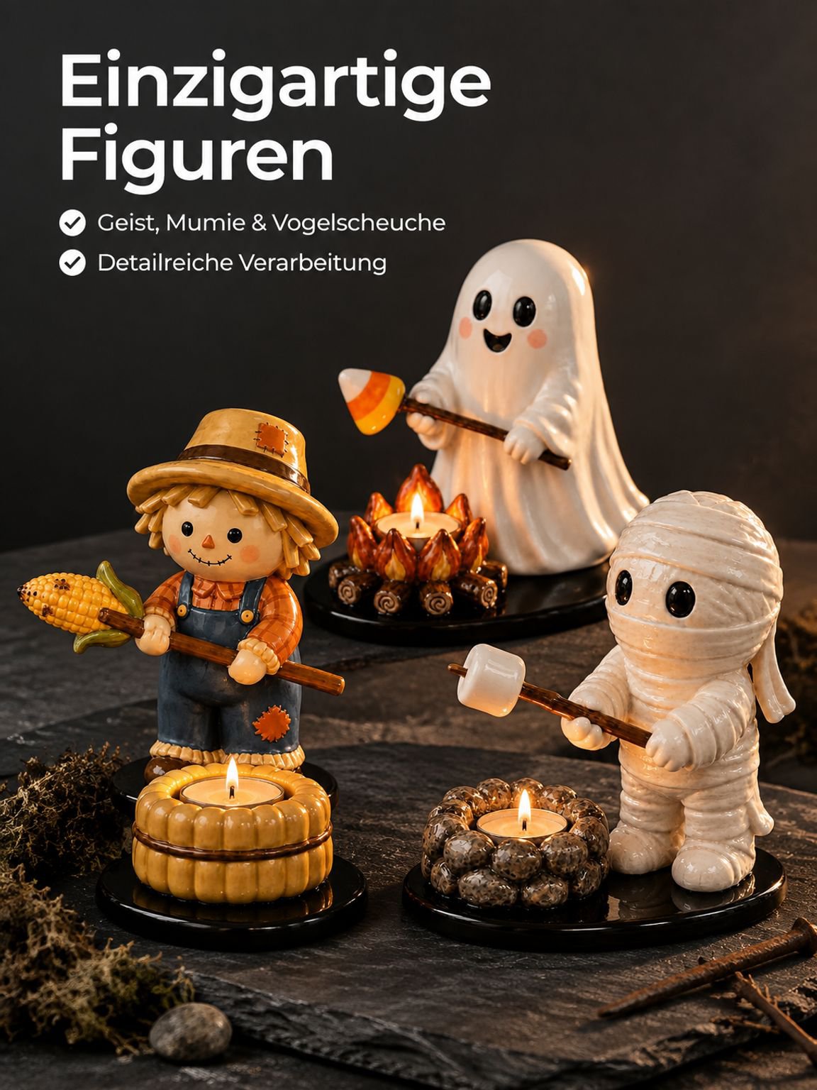 Teelichthalter für das Halloween-Lagerfeuer
