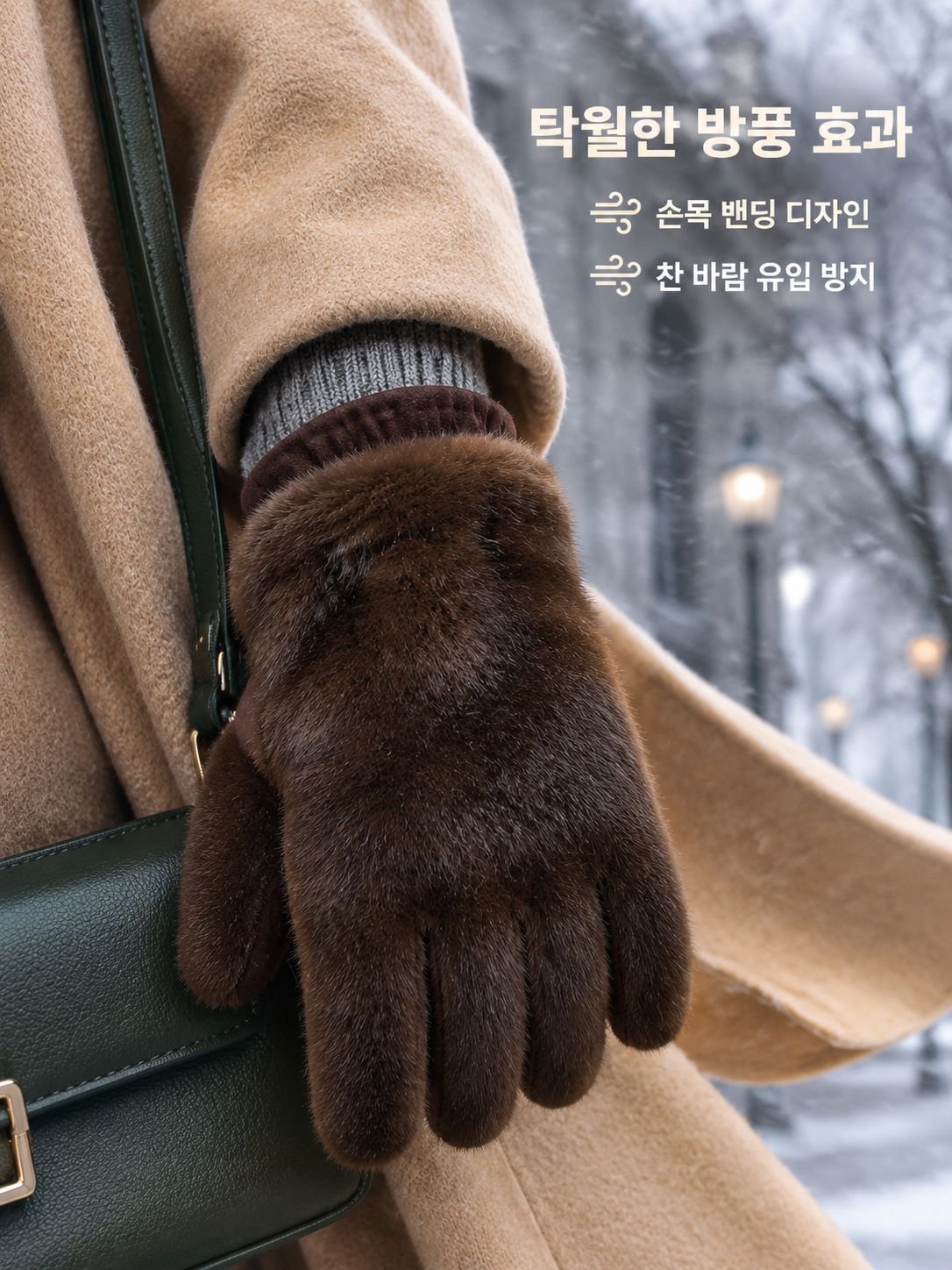 여성용 두꺼운 따뜻한 토끼털 장갑