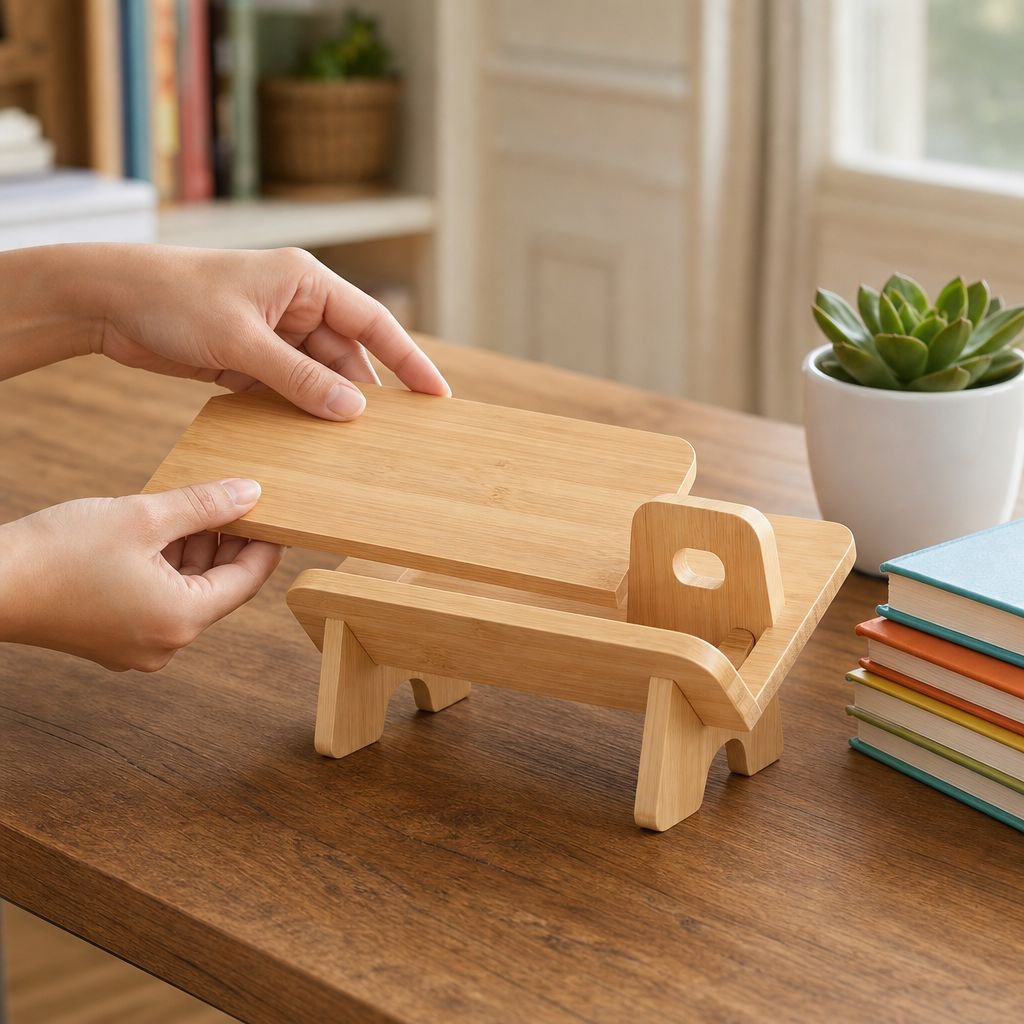 Solid wood bookshelf organizer for home office