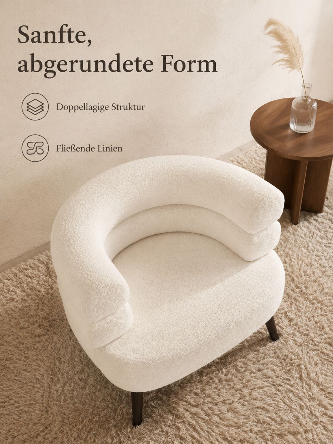 Gemütlicher geschlossener Sessel im modernen Design