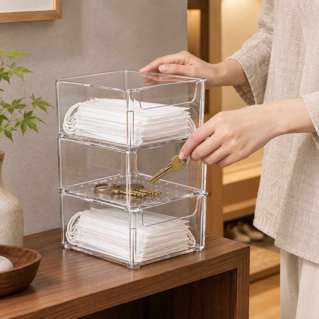 アクリル透明収納ケース、スマホケース専用整理ボックス