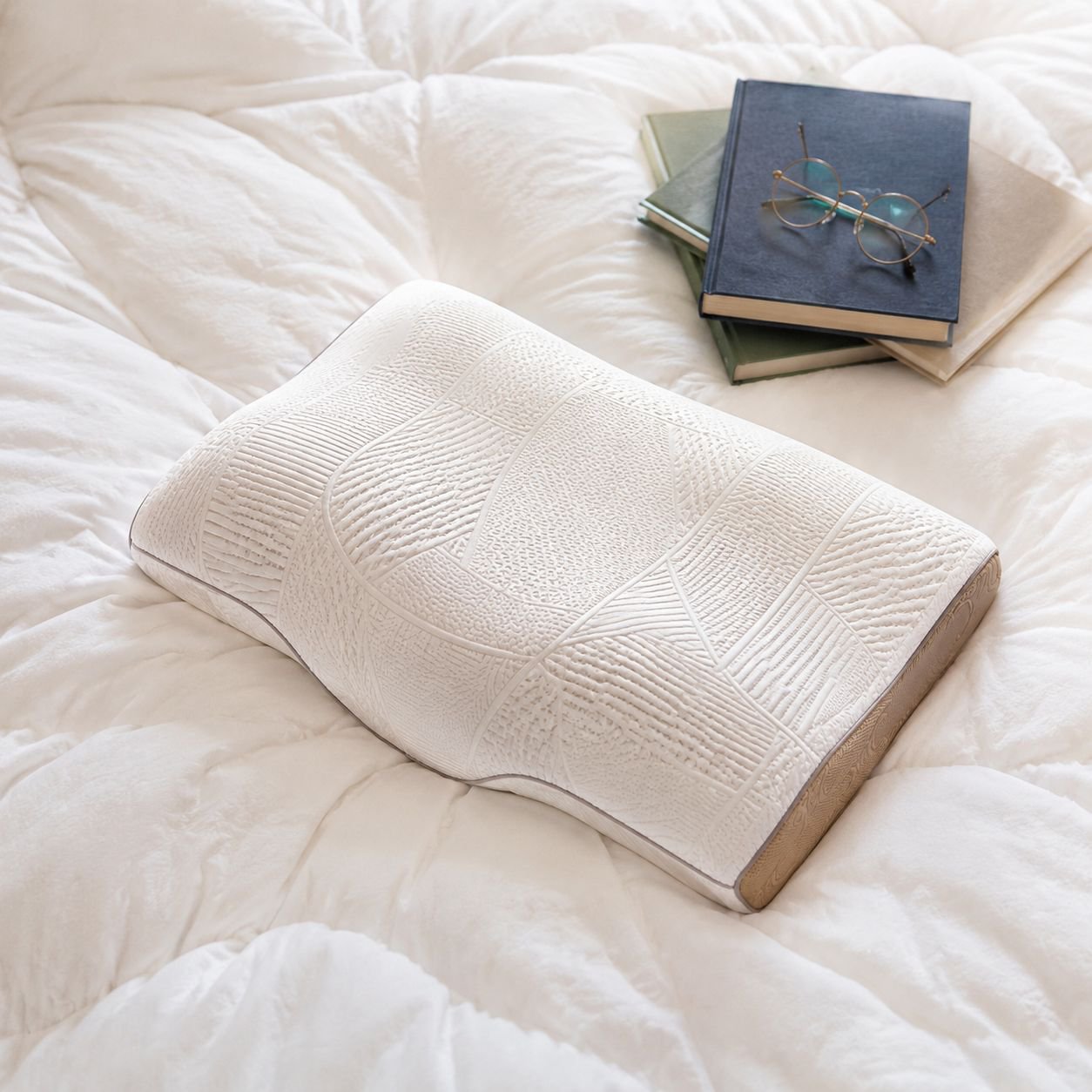 Almohada ergonómica de memoria de presión cero para dormir de lado, cómoda para el hogar