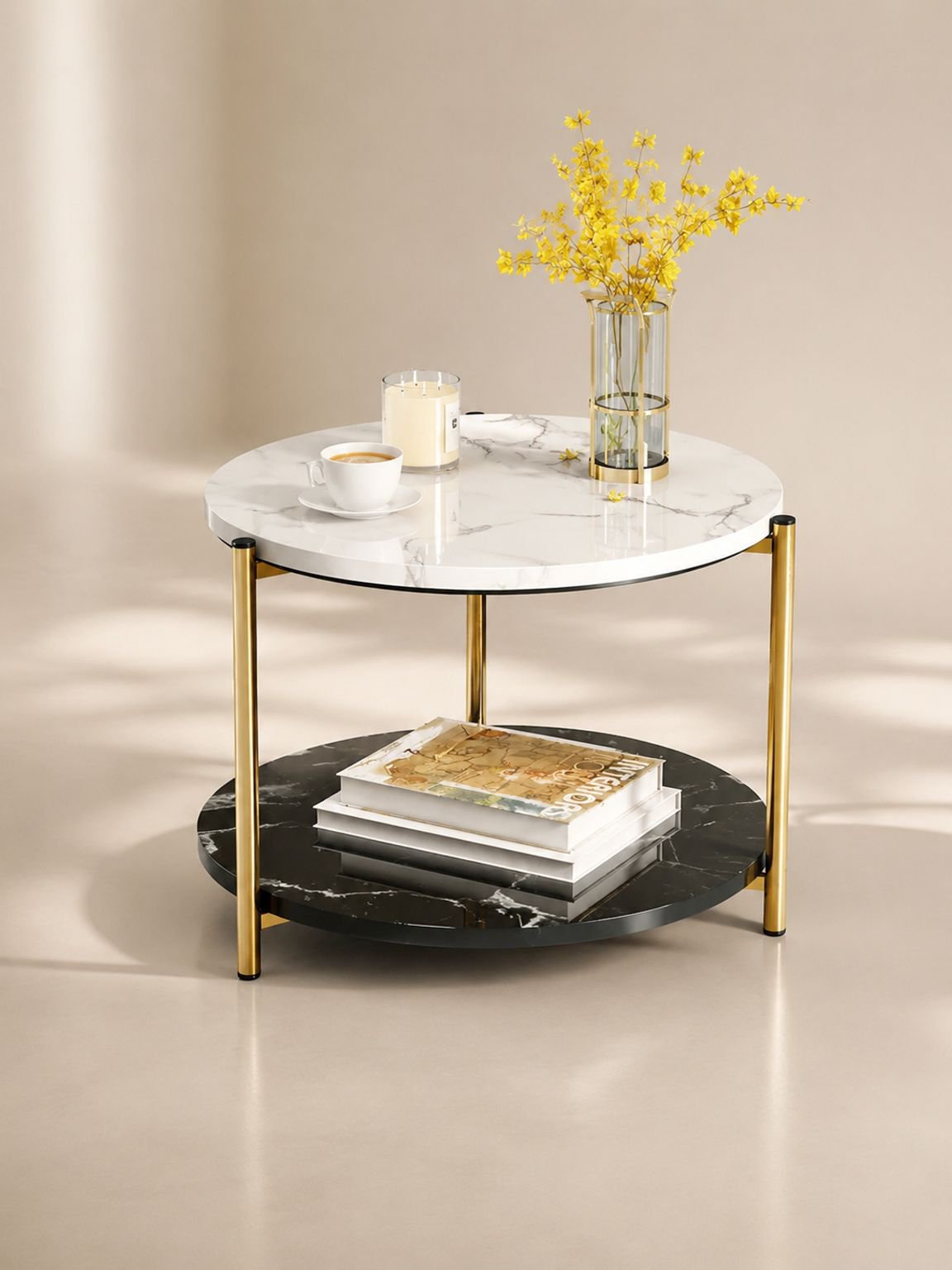 Sofá minimalista, mesa de centro para sala de estar