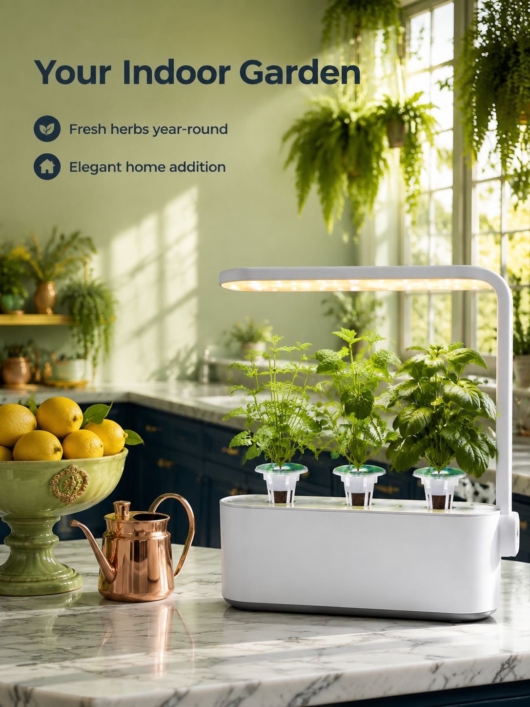 Self-watering hydroponic basket for herbs and vegetables