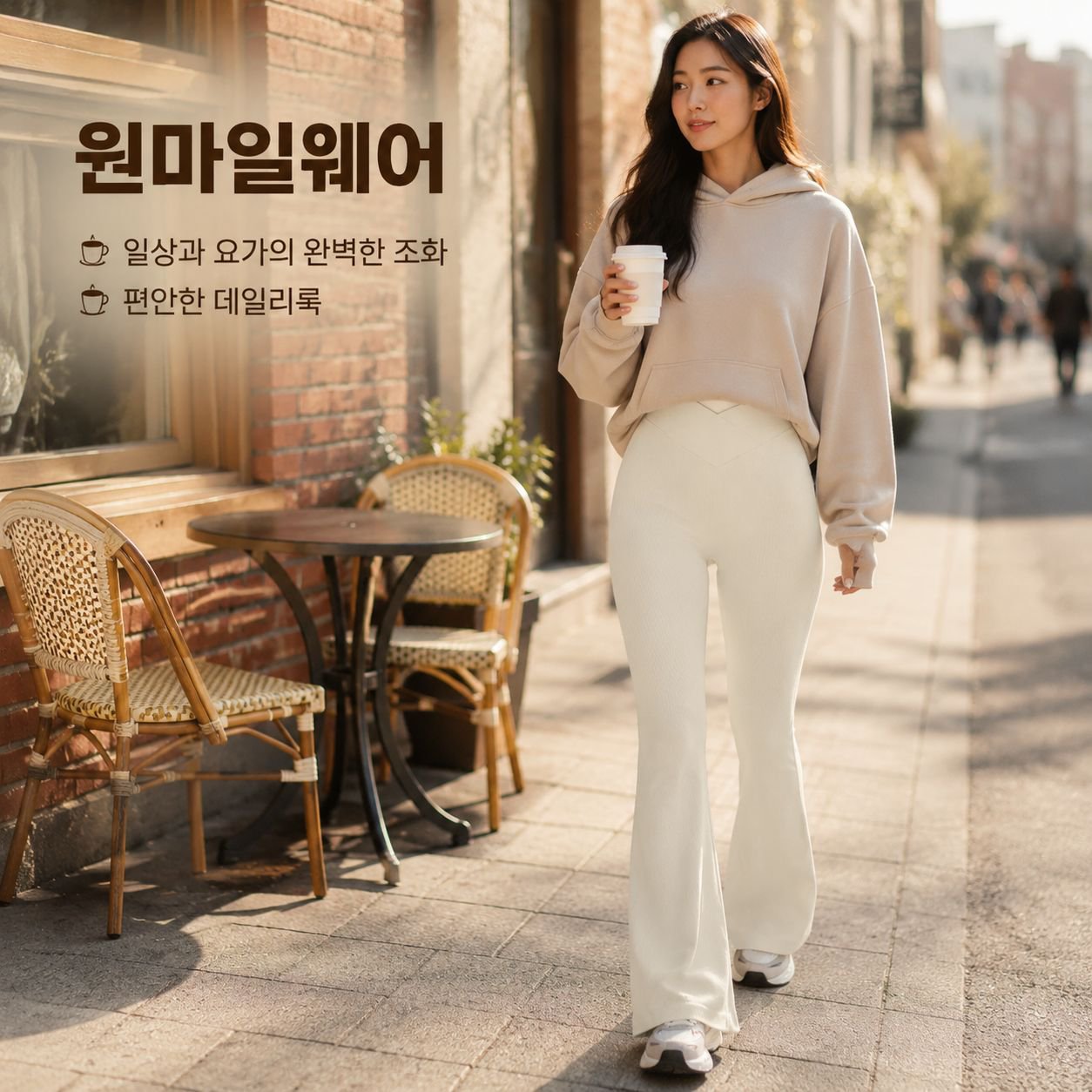 무봉제 하이웨이스트 힙업 요가 부츠컷 팬츠 외출용 슬림핏 여성 캐주얼 바지