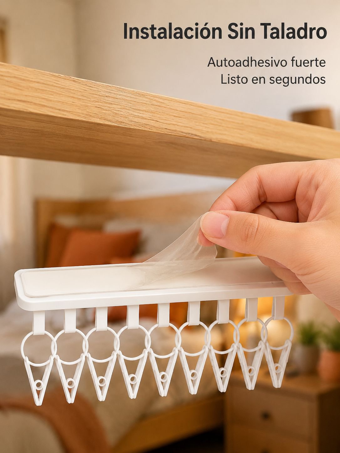 Tendedero autoadhesivo para armario, colgador multifuncional de ropa, sombreros y calcetines